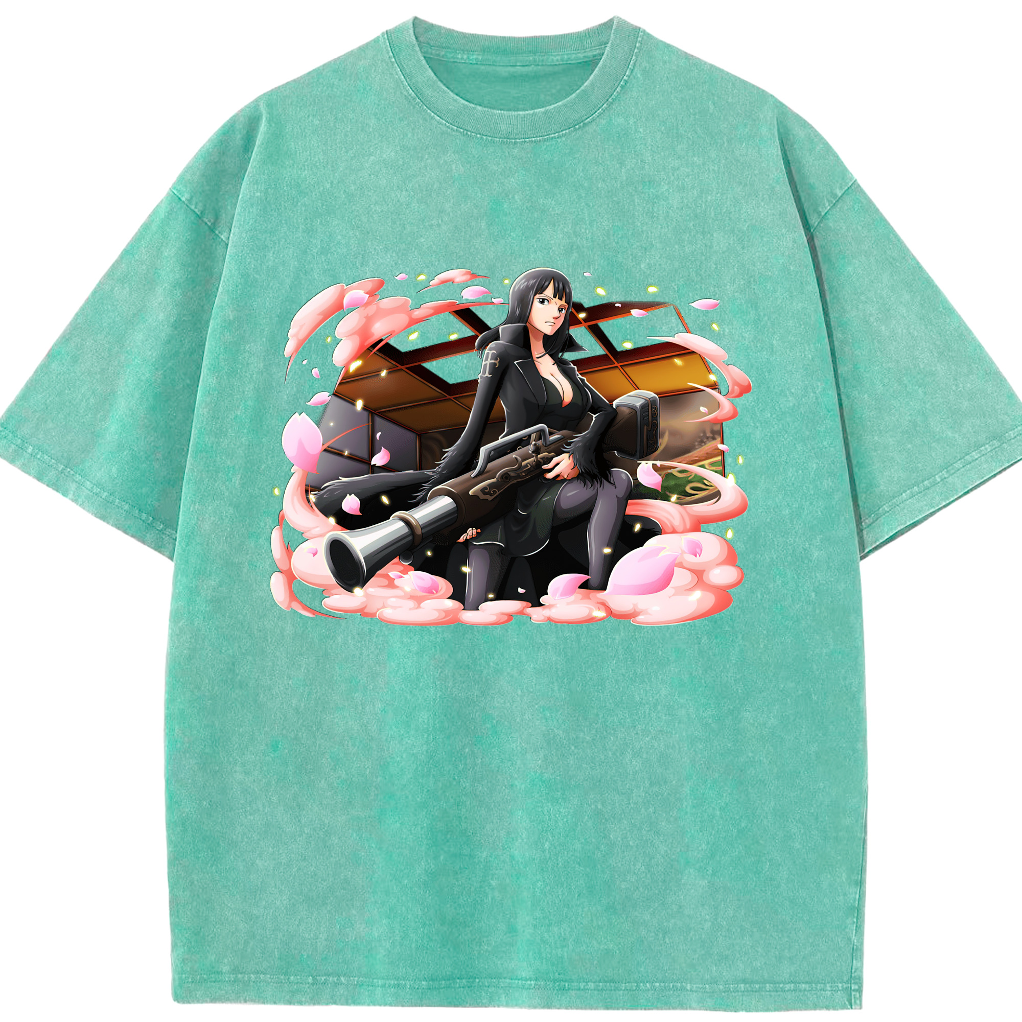 ワンピース ニコ・ロビン ONE PIECE Nico Robin 綿100% ヴィンテージ風 半袖Tシャツ（フロントプリント）